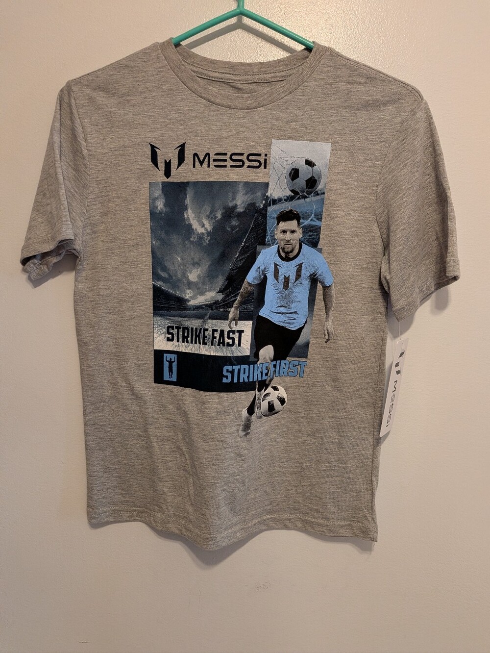 Messi Grey Short-Sleeve Soccer Graphic Tee for Kids